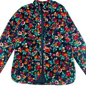 Vintage‎ JCPenney Quilted Velveteen Jacket size Small Floral toggle buttons
